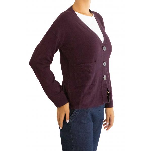 Cardigan tinta unita 3 bottoni 
